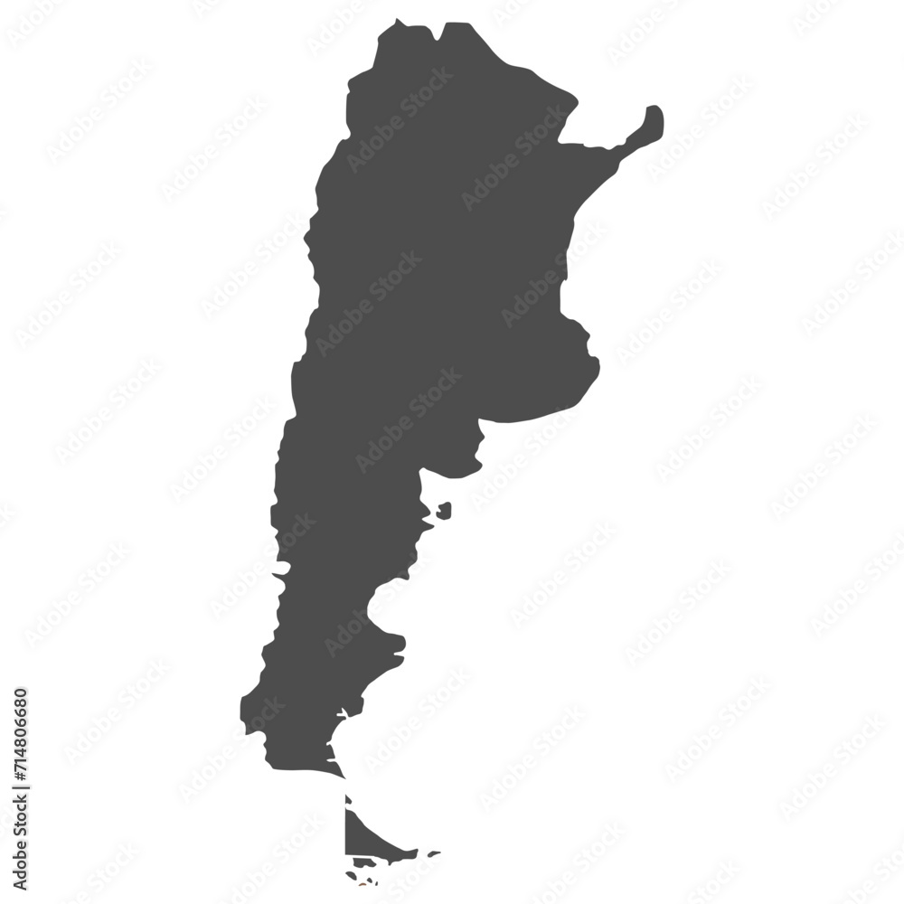 Argentina Map Flat Icon Vector Black Isolated in White Background