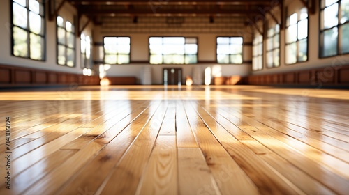 hardwood flooring for basketball courts background. 3d rendering	 photo