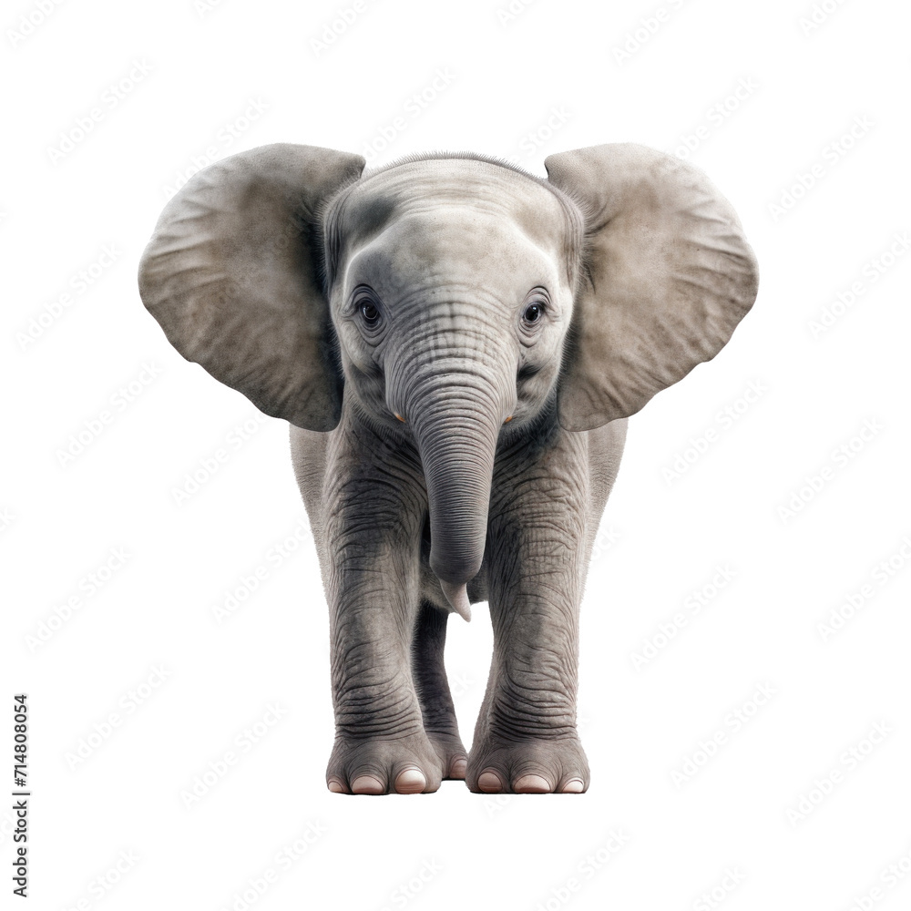 Fototapeta premium A cute elephant character isolated on a transparent background.