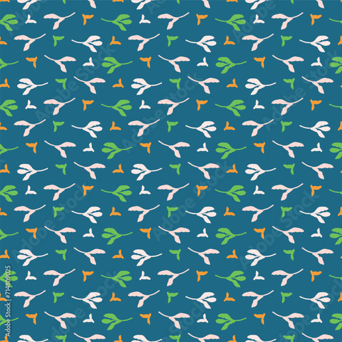 Trendy vector floral pattern with organic botanical shapes. Modern bold summer flower print, design in scandi style.