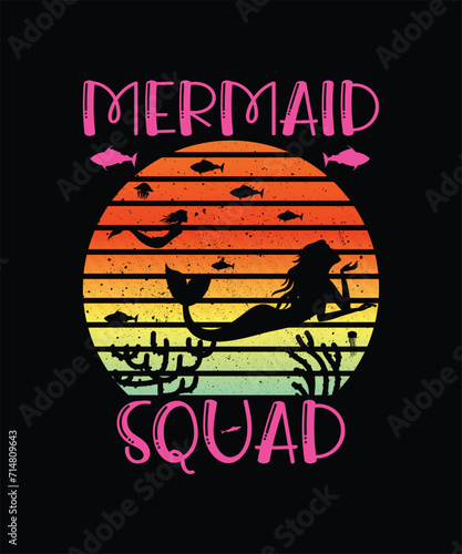 Mermaid squad funny mermaid shirt print summer design tshirt