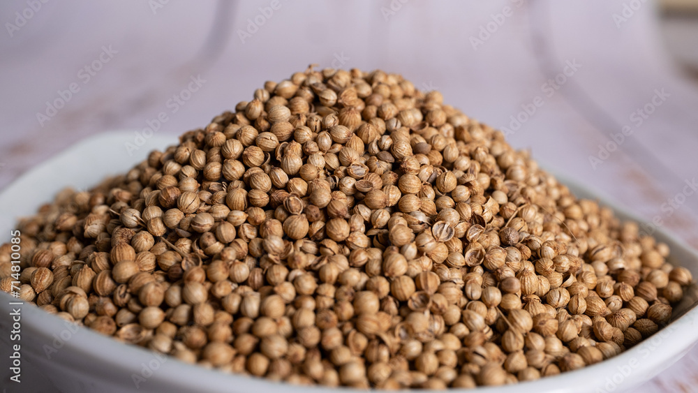 Close-up Dried Coriander seed Close-up Dried Coriander seed
