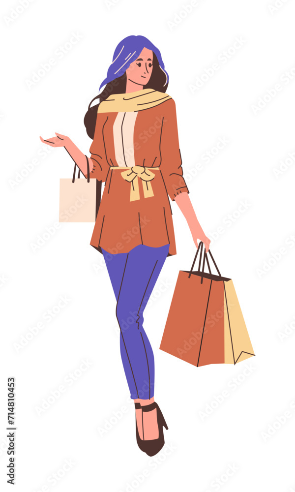 Shopping Woman Walking Concept