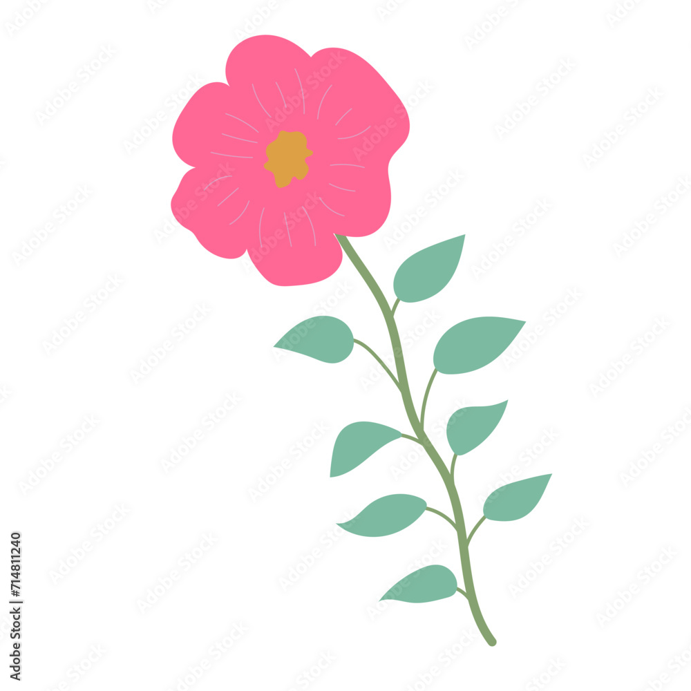 Obraz premium Decorative flower. Floral plant element for beautiful design. Simple form. Vector drawing.
