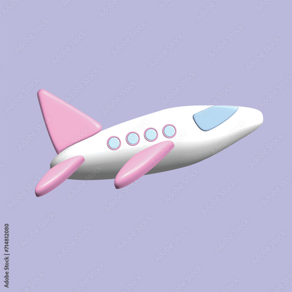 Fototapeta premium Air transportation concept. Realistic 3d object cartoon style. Vector colorful illustration. 