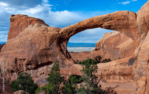 Double arch against the blue sky  Double O Arch in Arches NP