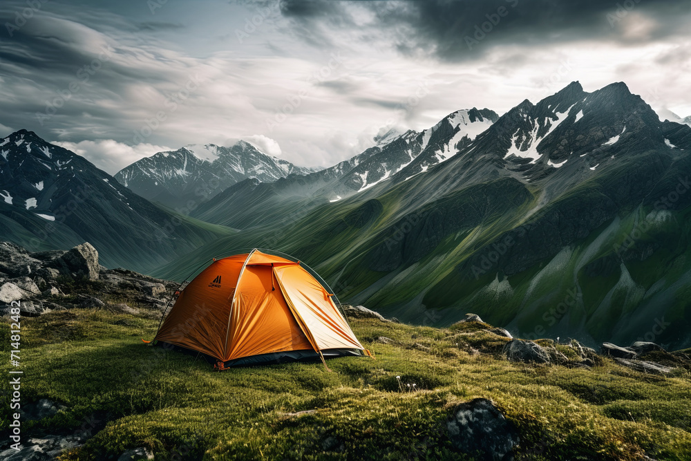 Camping on top of a mountain with a beautiful view