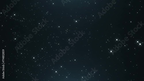 Abstract Blue Particles And Dark Waving Background. photo