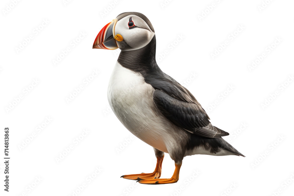 Naklejka premium A Puffin, Heimaey coast, South Iceland isolated on a transparent background.