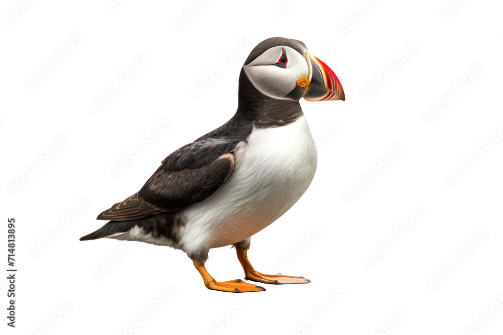 Naklejka premium A Puffin, Heimaey coast, South Iceland isolated on a transparent background.