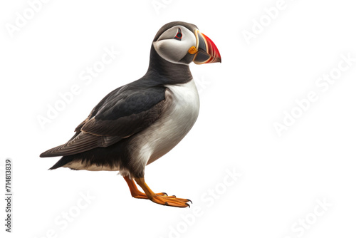 A Puffin, Heimaey coast, South Iceland isolated on a transparent background. © tong2530