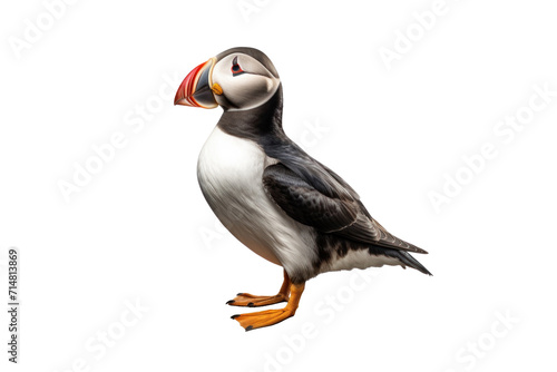 A Puffin, Heimaey coast, South Iceland isolated on a transparent background.