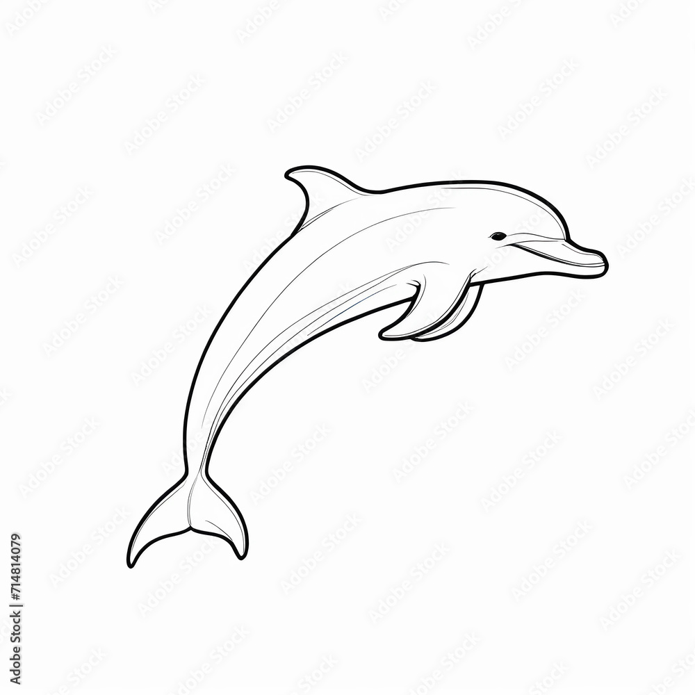 Naklejka premium dolphin outline isolated on white
