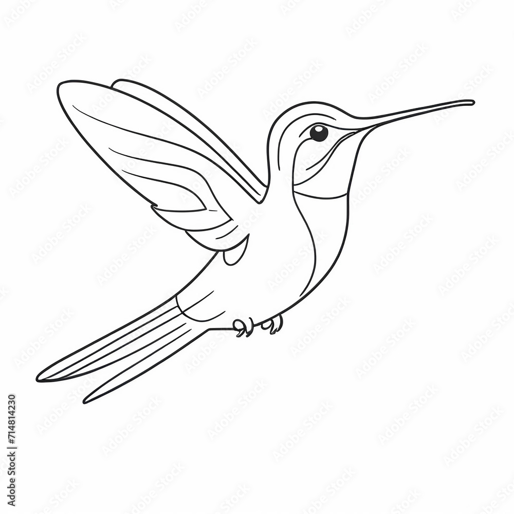 Obraz premium illustration of a hummingbird, outline art for coloring