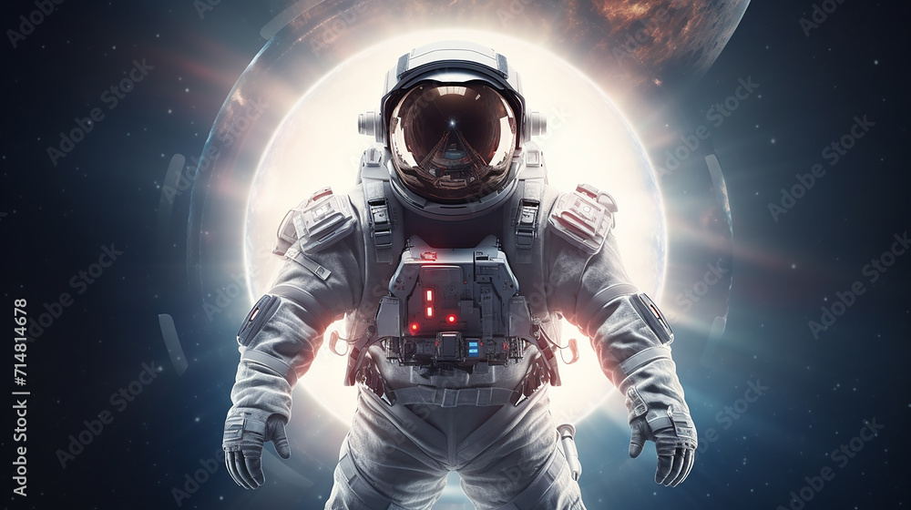 Fototapeta premium adventurous astronaut a character dressed in space