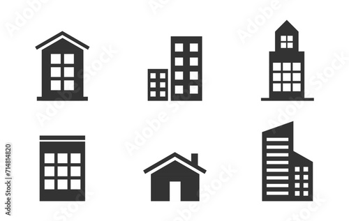 Set building vector icon in black and white colour