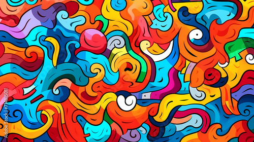 Funny doodle seamless pattern, artistic background