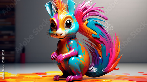 a vibrant squirrel character . artistic graffiti