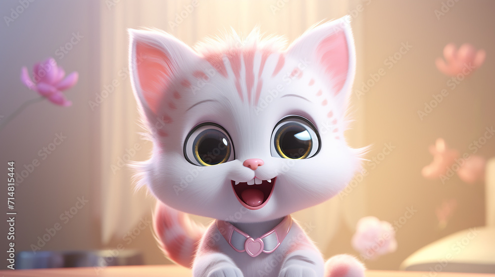 cheerful kitten a 3d character of a cute kitten cheerful kitten a 3d character of a cute kitten