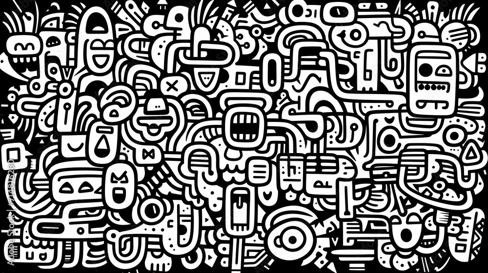 Funny doodle seamless pattern, artistic background