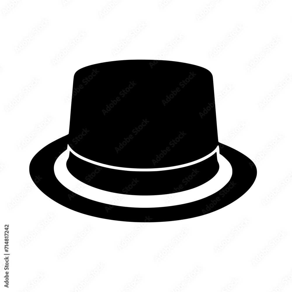 Boater Hat Icon SVG Black And White Illustration Art Generative AI. Boater Hat Icon SVG Black And White Illustration Art Generative AI.