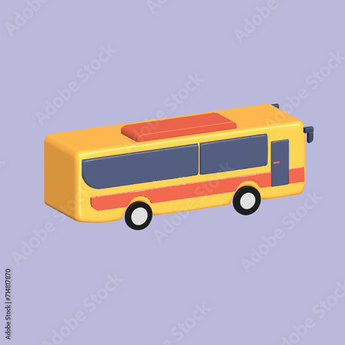 Modern Bus. Land transportation concept . Realistic 3d object cartoon style. Vector colorful illustration. 
