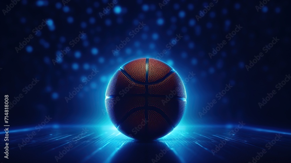 Editorial photo of a basketball ball. trending, award winning, blue tones, central composition, epic, cinematic, minimalistic, world cup championship, Generative Ai Editorial photo of a basketball ball. trending, award winning, blue tones, central composition, epic, cinematic, minimalistic, world cup championship, Generative Ai