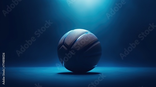 Editorial photo of a basketball ball. trending, award winning, blue tones, central composition, epic, cinematic, minimalistic, world cup championship, Generative Ai  photo