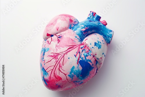 pop art style , anatomic  red heart on bright white  background, banner wallpaper valentine graphic  concept photo