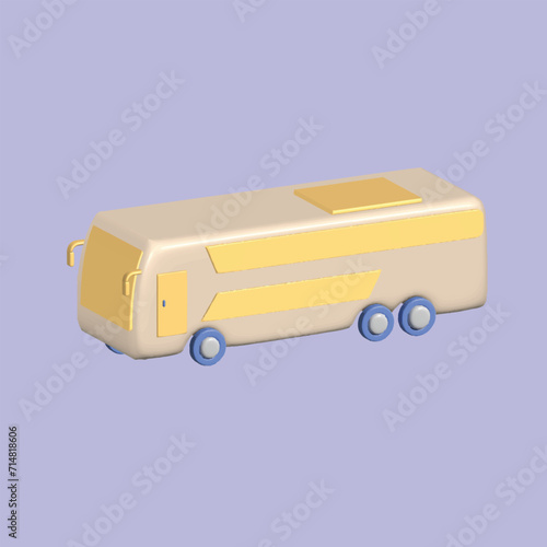 Modern Bus. Land transportation concept . Realistic 3d object cartoon style. Vector colorful illustration. 