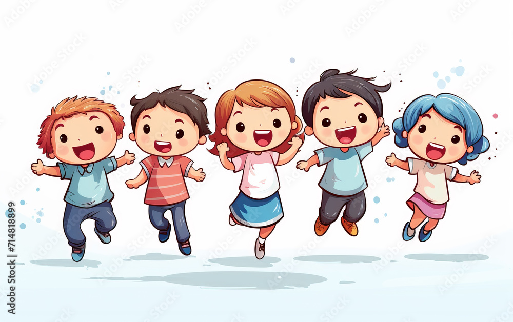Illustration of children characters on white background,created with Generative AI tecnology. Illustration of children characters on white background,created with Generative AI tecnology.