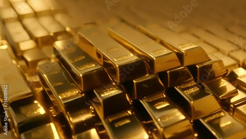 a lot of gold bars stacked. symbolic of big profits in business. banking environment. storing expensive metals. Generative AI