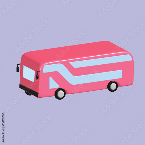 Modern Bus. Land transportation concept . Realistic 3d object cartoon style. Vector colorful illustration. 