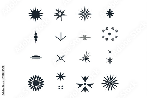 Y2k trendy shapes signs and symbols millennial abstract elements collection icon set of retro design shapes