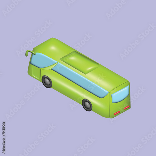 Modern Bus. Land transportation concept . Realistic 3d object cartoon style. Vector colorful illustration. 