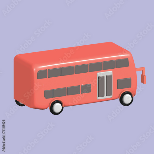 Modern Bus. Land transportation concept . Realistic 3d object cartoon style. Vector colorful illustration. 