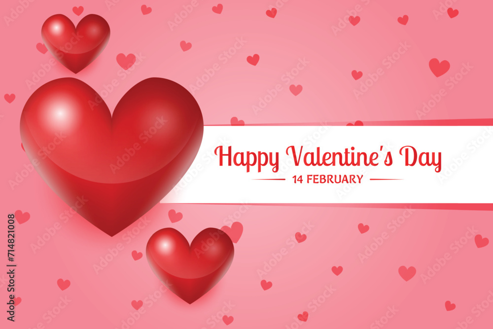 happy valentines day greeting with hearts design vector