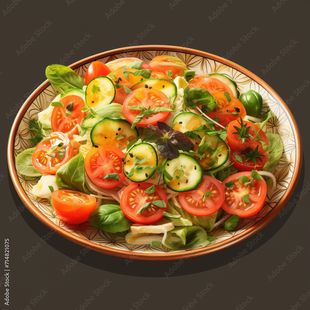 Dessert fruit and vegetable salad,created with Generative AI tecnology.