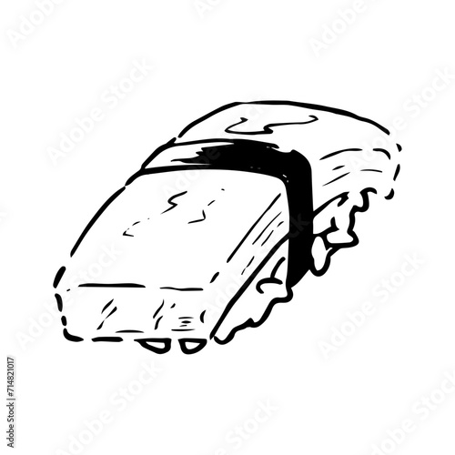 たまご寿司の手書きモノクロイラスト