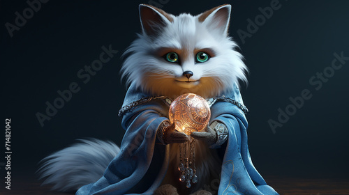 mystic sorceress fox . a fox character with mystical ball