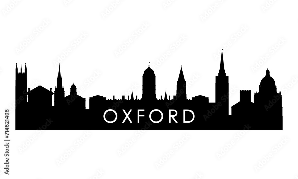 Oxford UK skyline silhouette. Black Oxford city design isolated on white background.