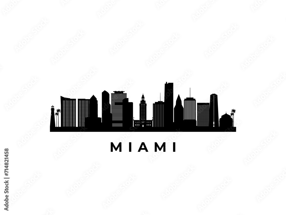 Vector Miami skyline. Travel Miami famous landmarks. Business and tourism concept for presentation, banner, web site.