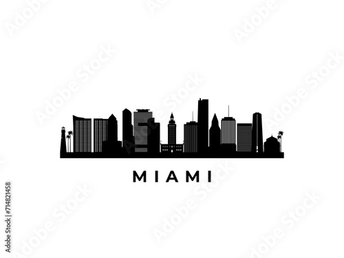 Vector Miami skyline. Travel Miami famous landmarks. Business and tourism concept for presentation, banner, web site.