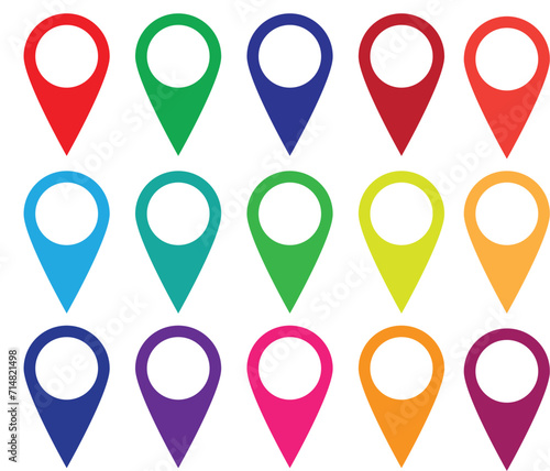 location pin icon symbol sign isolated colorful on white background, map icon sets with colour