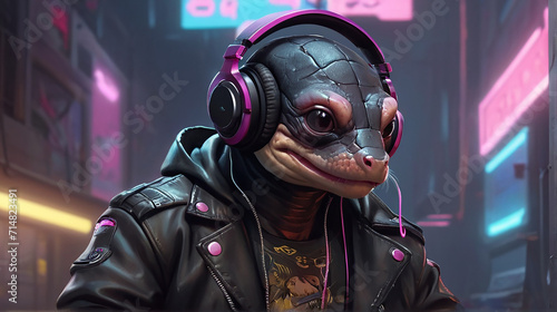 Salamander Synthwave Serenity Down Under by Alex Petruk AI GENERATED