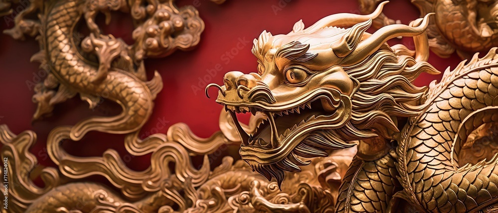 A beauty gold statue dragon A beauty gold statue dragon