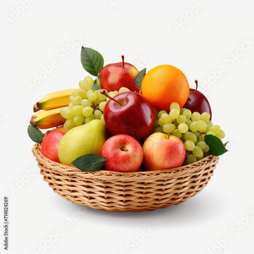 Fruit basket isolated background,created with Generative AI tecnology. 