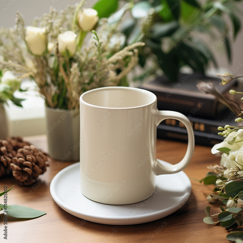 Fototapeta premium Office supplies ceramic mug,created with Generative AI tecnology.
