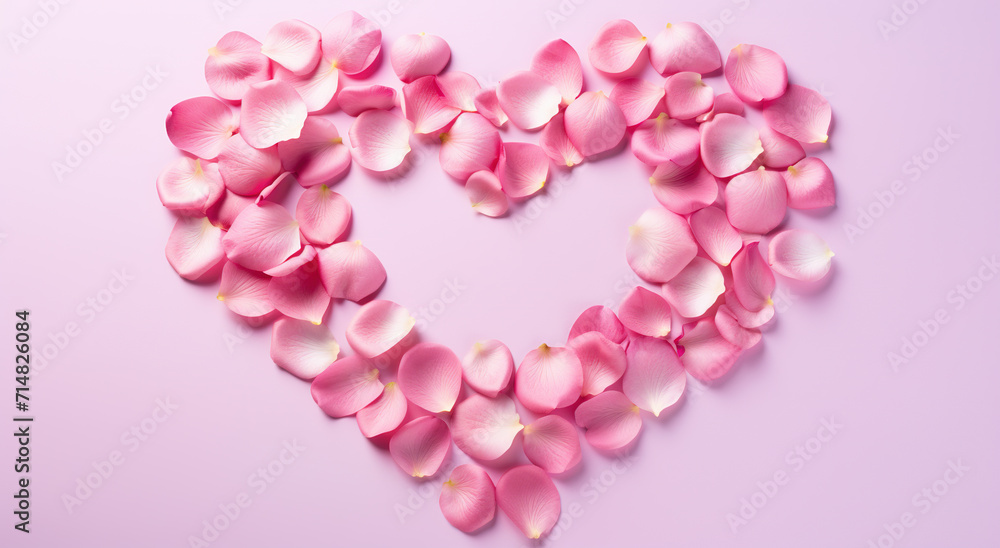 Obraz premium Heart shape made of pink petals,created with Generative AI tecnology.