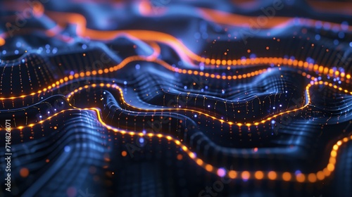 A close-up photo of a 3D representation of a neural network, with interconnected nodes and pathways illuminated to show the flow of information, resembling a complex digital brain. Created Using: Macr